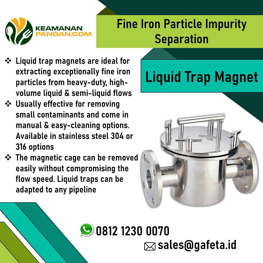 Harga dan Spesifikasi Magnetic Liquid Trap Penyaring Partikel Logam