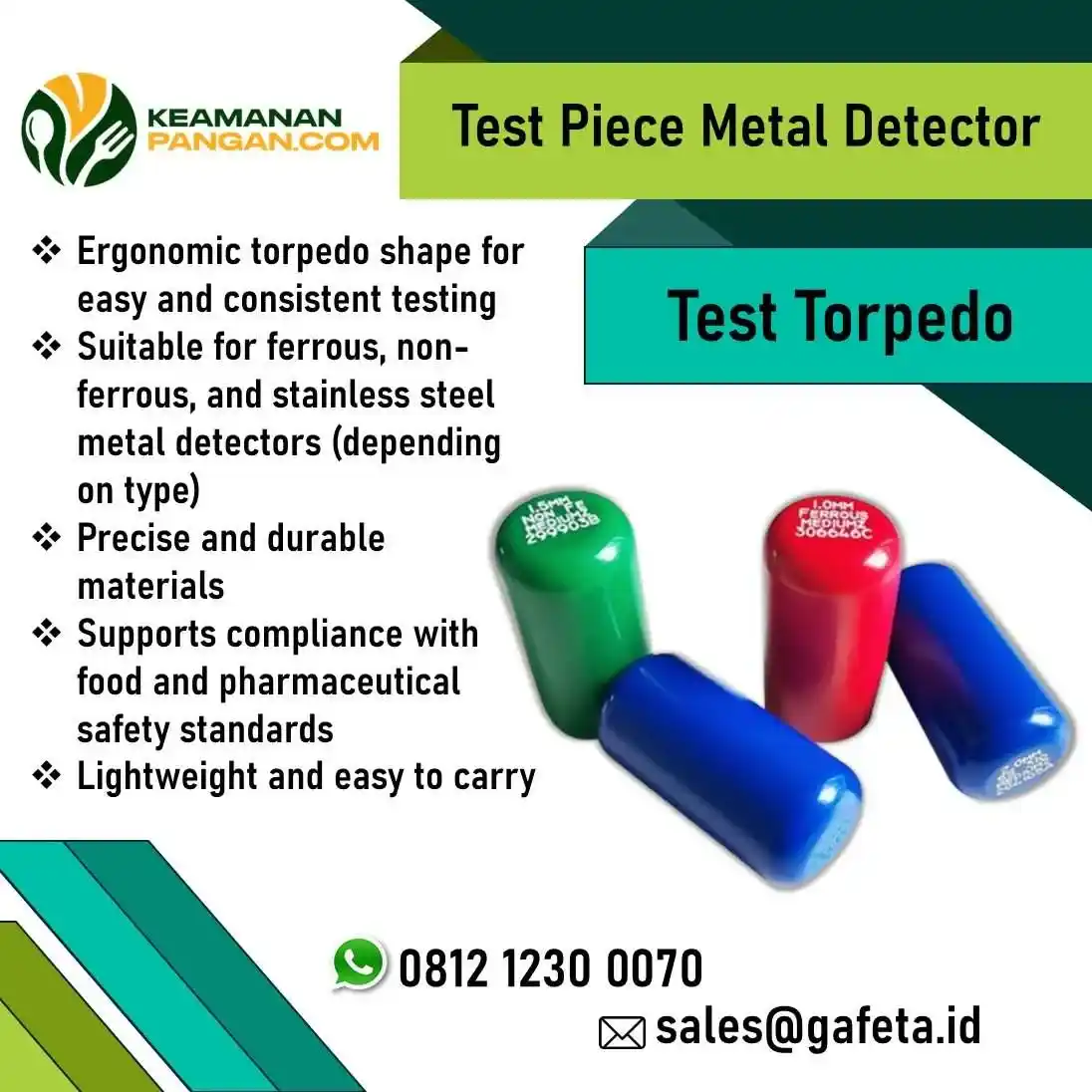 Jual Metal Detector Test Piece - Acetal POM Torpedo Food Safe